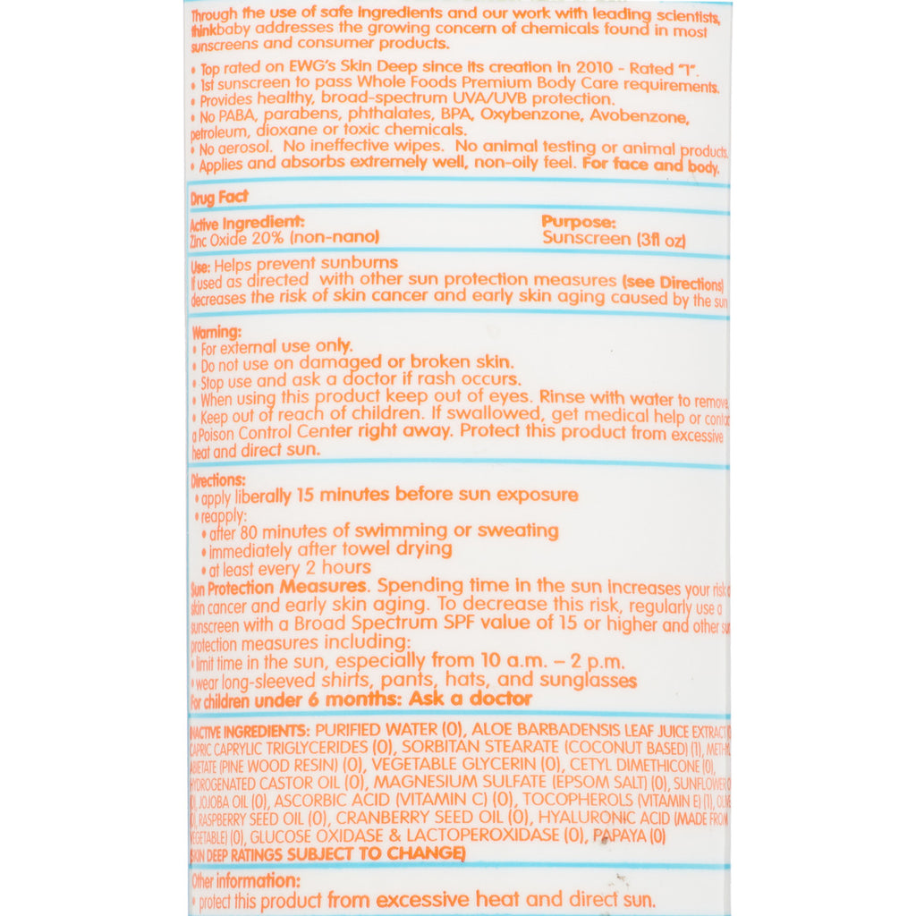 Think Baby SPF 50 Sunscreen (3 Oz)